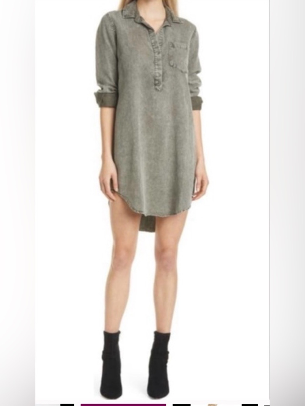 Rails Elva NWT Charcoal Tencel Linen Shirt Dress Collared Button XL Womens